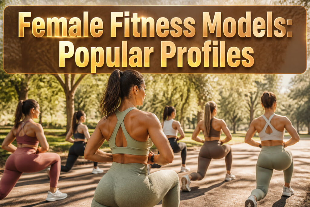 Collage of female fitness influencers showcasing different workout activities outdoors.