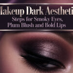 Close-up of a makeup palette featuring plum, burgundy, and onyx shades.
