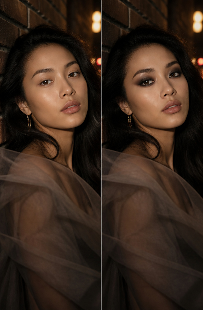 A model with a soft smoky eye makeup look.