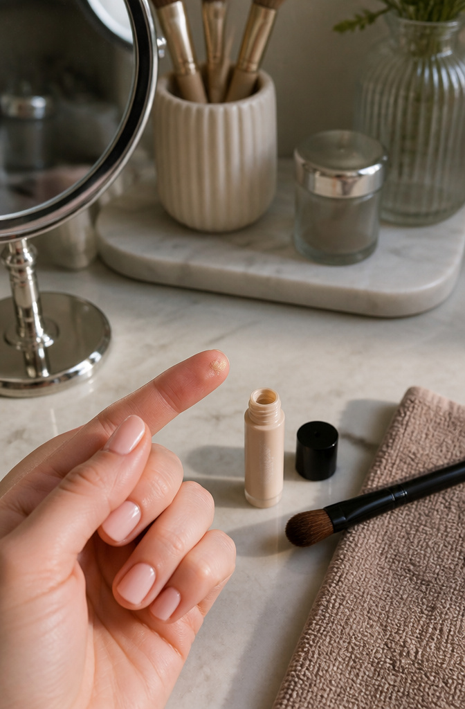 Smokey Eyes Blue: A Step-by-Step Tutorial for 2026 1 Close-up of a smooth eyelid with a nude eyeshadow base.