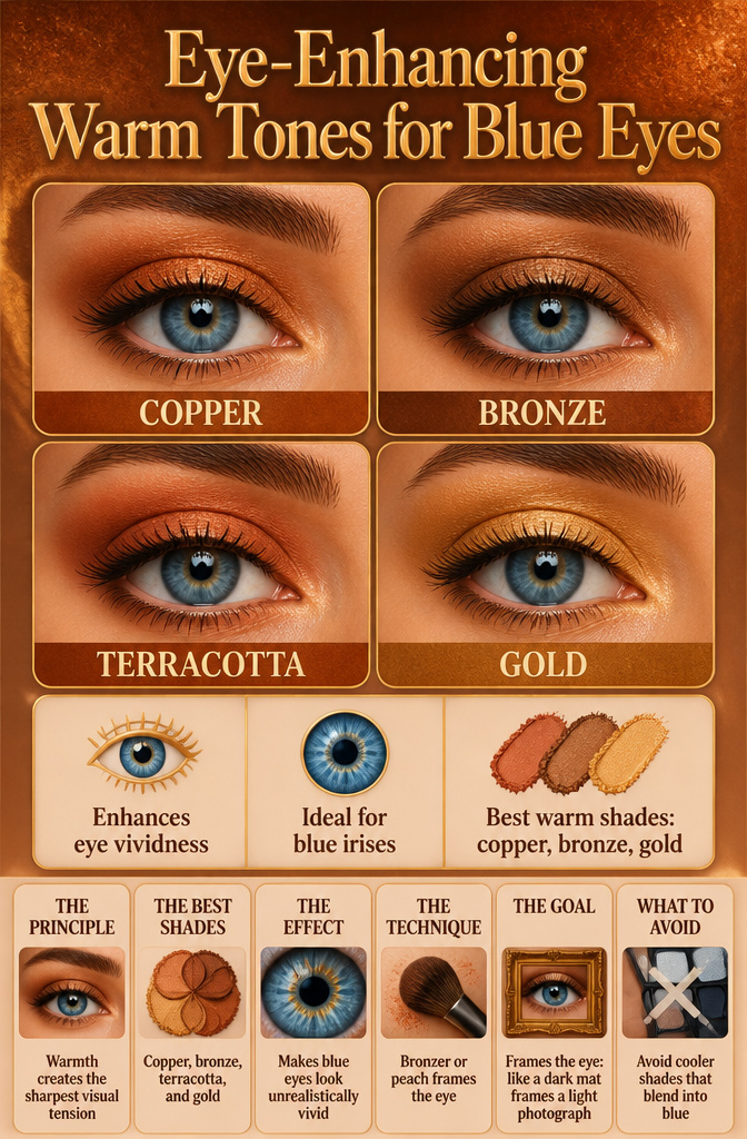 Illustration of warm tones suitable for blue eyes.