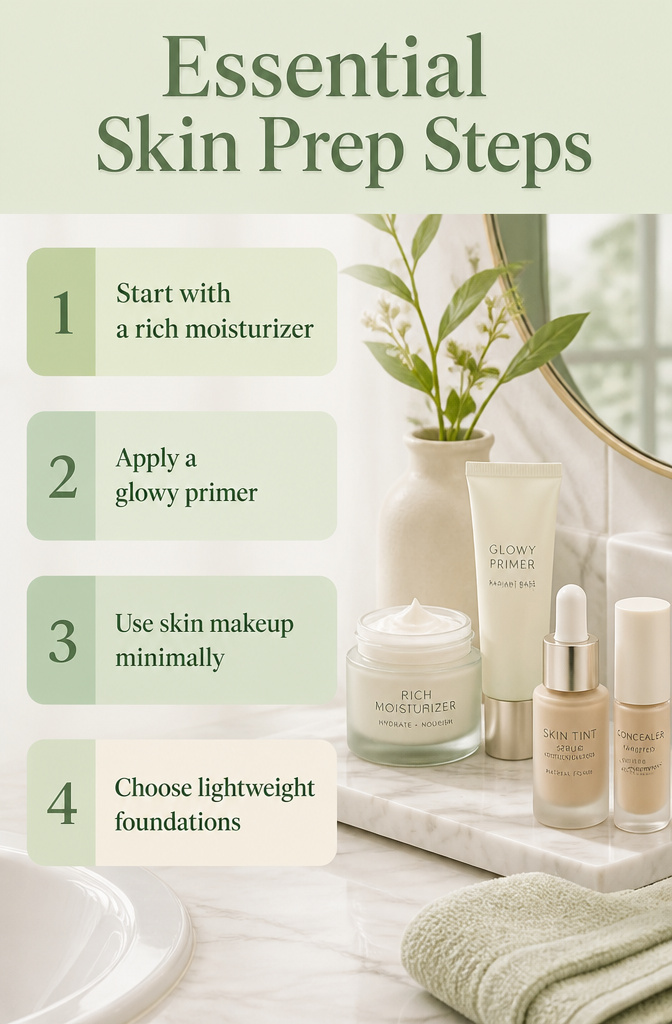 An infographic outlining skin prep steps for makeup.