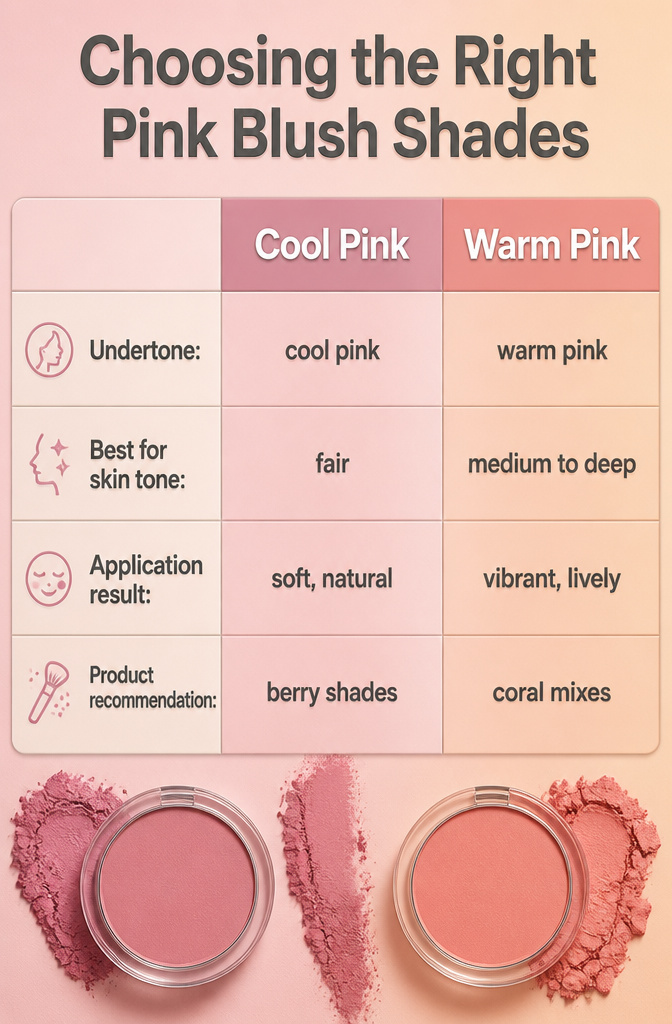 Pink Blush Makeup: 10 Best Products, Shades & Application for 2026 11 An informational graphic about selecting pink blush shades based on undertones.