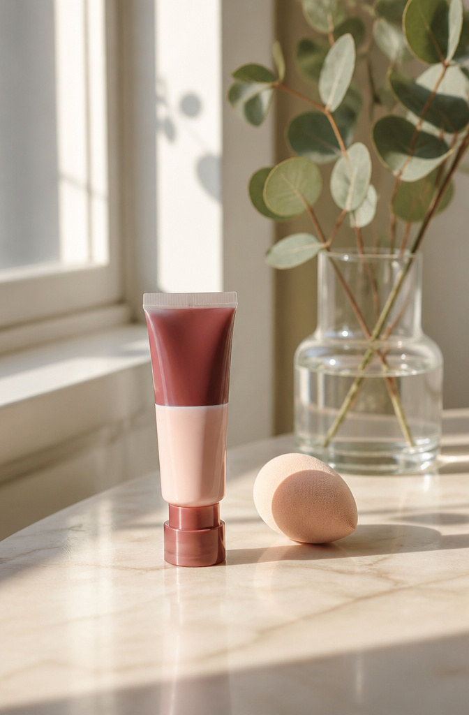 Brown Blush Makeup: 20 Best Picks for 2026 11 Glossier Cloud Paint in Haze next to a sprig of eucalyptus.