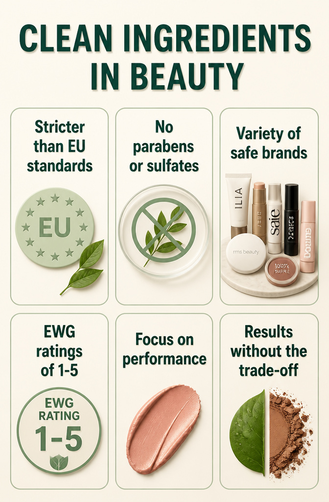 An information image detailing clean ingredients in beauty products.