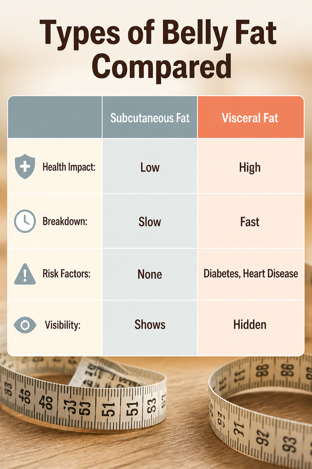 An illustration comparing subcutaneous fat and visceral fat.