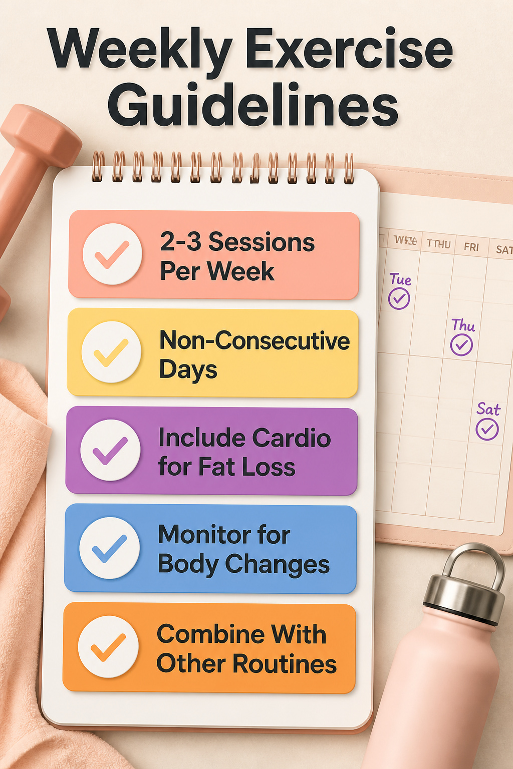 Weekly exercise guidelines for targeting back muscles.