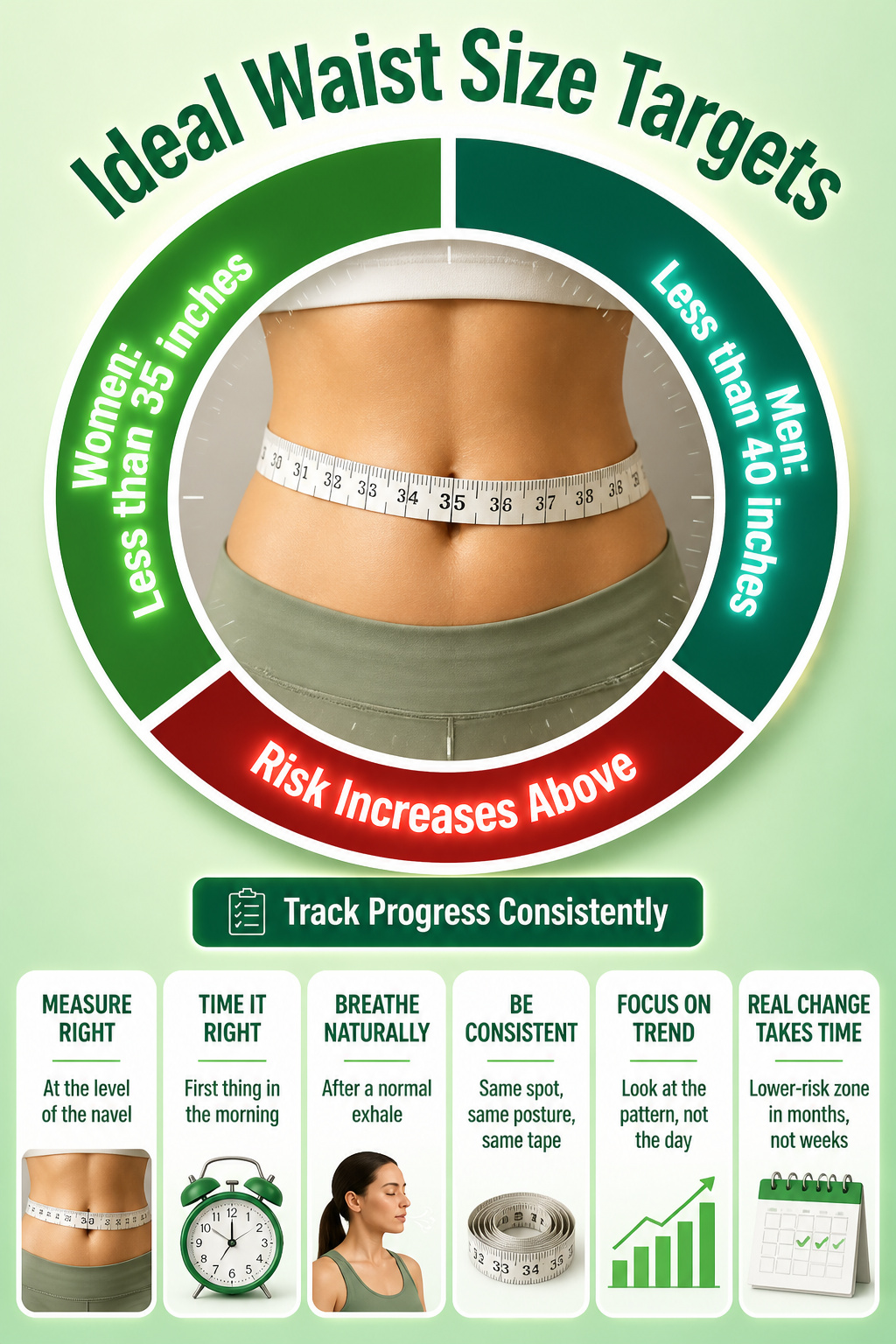 A tape measure indicating waist size measurements.