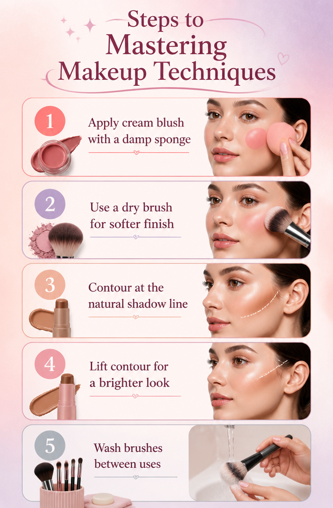 11 Makeup Girl Aesthetic Styles Set to Define 2026 14 Display of makeup techniques and tools for mastering different styles.