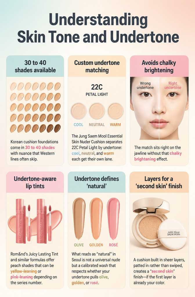 Image explaining skin tone and undertone matching for makeup.