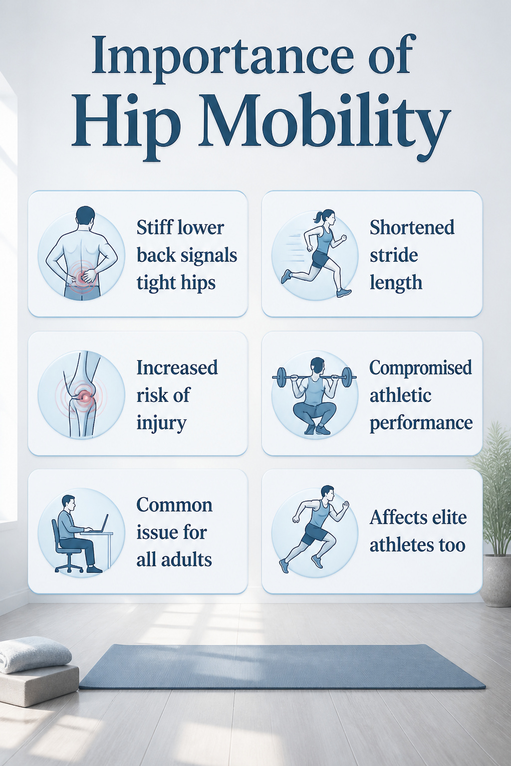 Graphic illustrating the significance of hip mobility in daily activities.