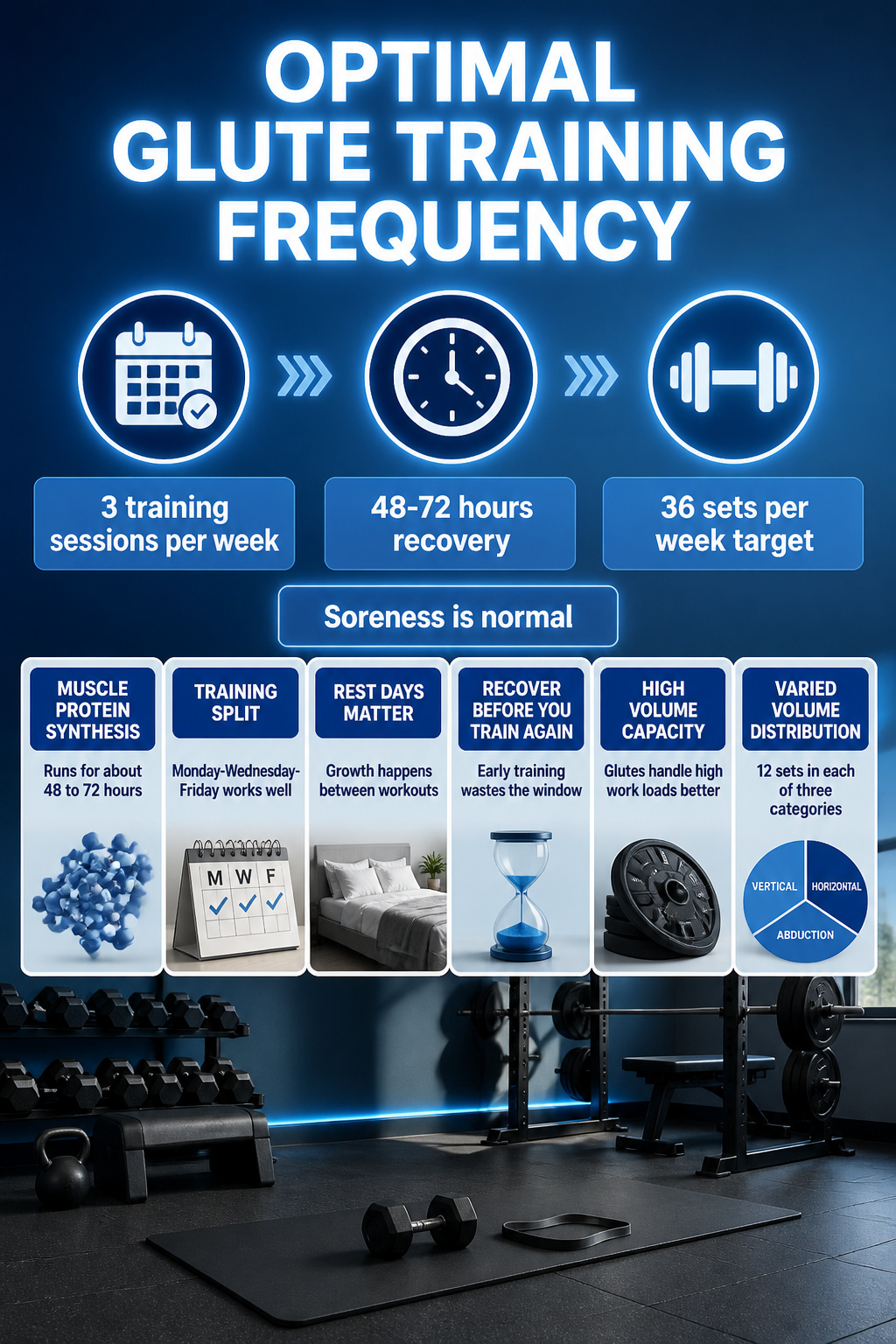 How to Get a Bigger Butt: 14 Steps for Building Glute Muscle 15 An information graphic about glute training frequency.