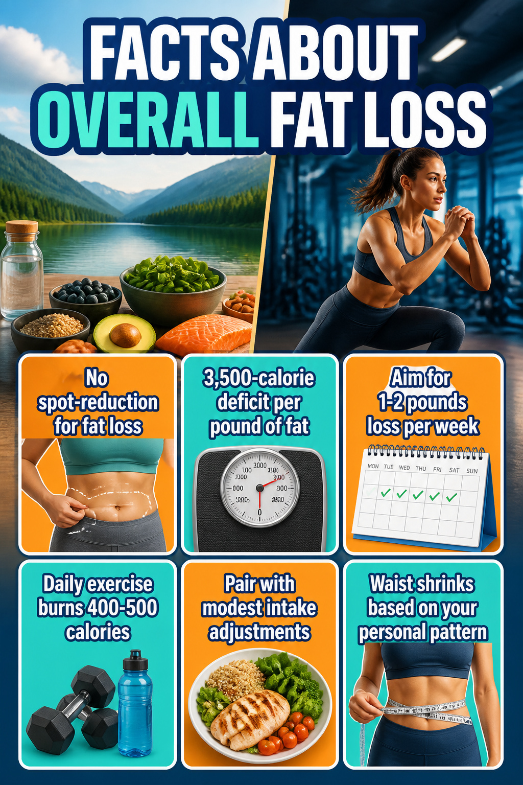 Graphic illustrating facts about overall fat loss.