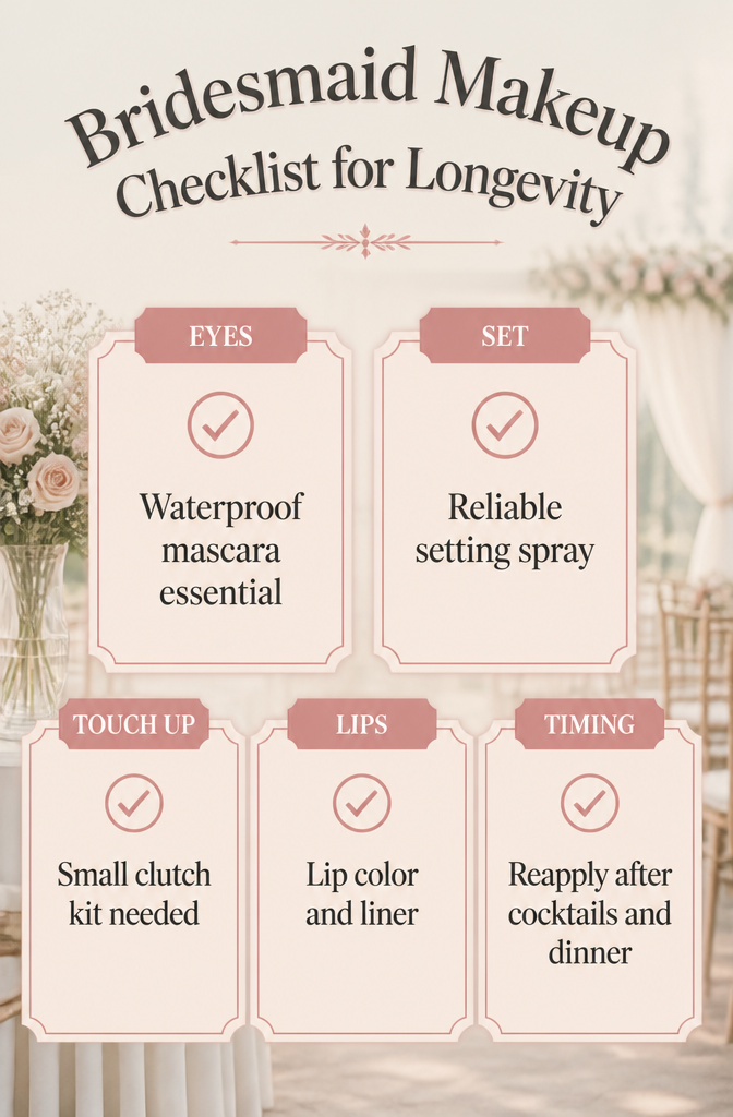 Bridesmaid makeup checklist for longevity.