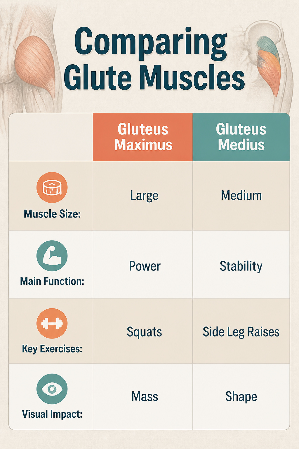 How to Get a Bigger Butt: 14 Steps for Building Glute Muscle 18 An information graphic comparing different glute muscles.