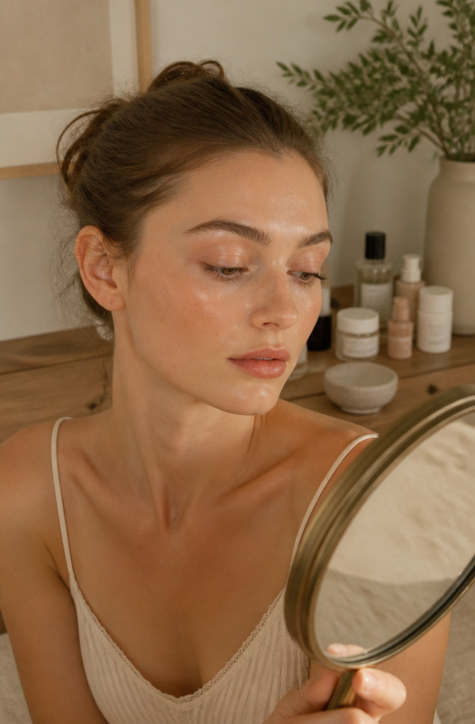 A model with wispy ghost lashes applied.