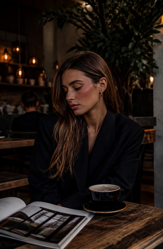 Makeup Dark Aesthetic: 5 Steps for Smoky Eyes, Plum Blush and Bold Lips 4 Model's cheeks with dark plum blush applied in the hollows.
