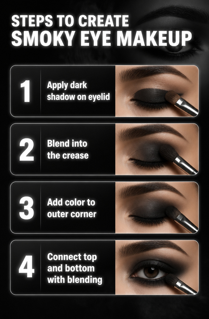 Flat eyeshadow brush applying dark shadow on eyelid.
