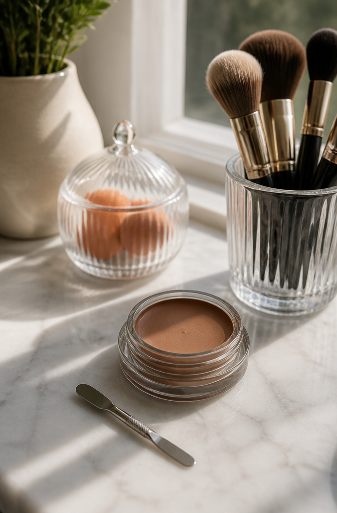 Brown Blush Makeup: 20 Best Picks for 2026 5 Danessa Myricks Beauty Yummy Skin Blurring Balm Powder in a marble setting.