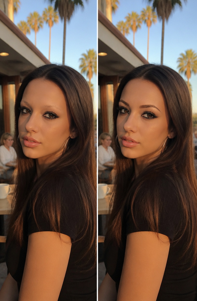 Close-up of thin, arched eyebrows on a model.