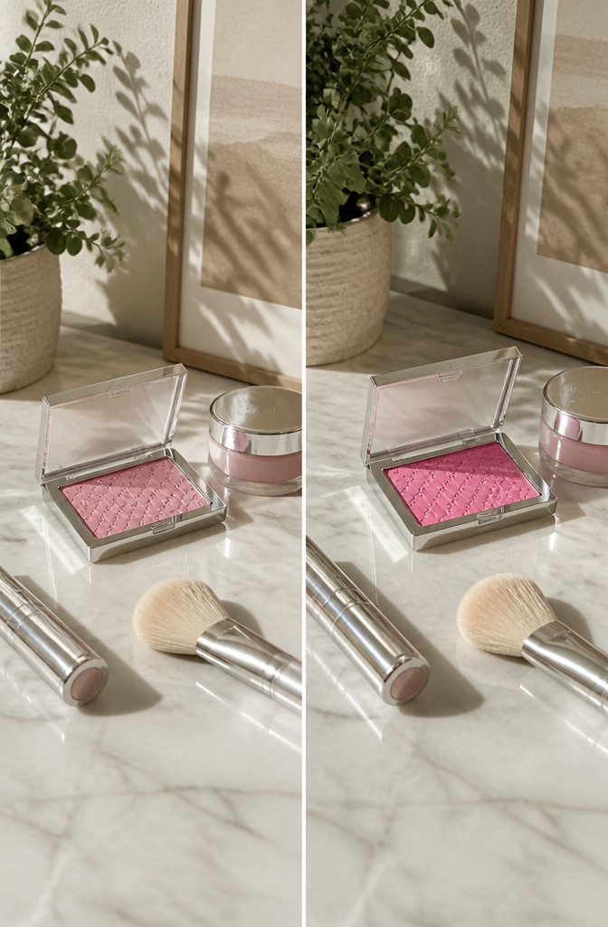 Pink Blush Makeup: 10 Best Products, Shades & Application for 2026 5 Dior Rosy Glow Blush in 001 Pink in a compact with a reflective surface.