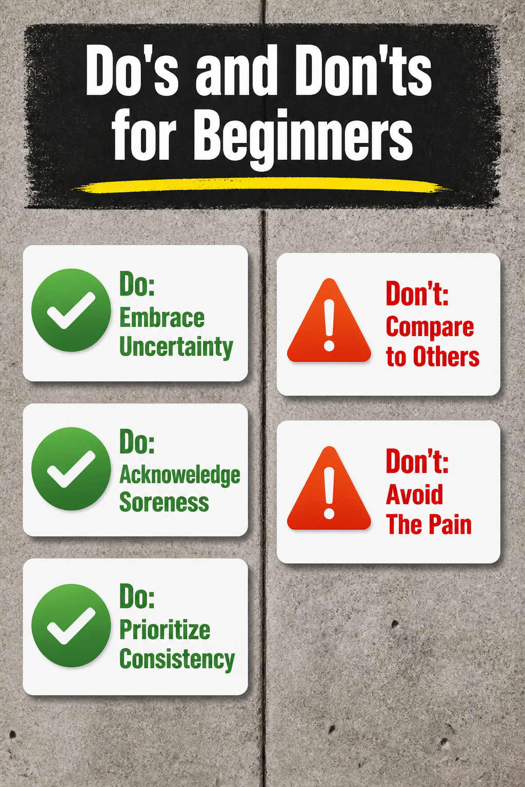 Information image titled 'Do's and Don'ts for Beginners' with text.