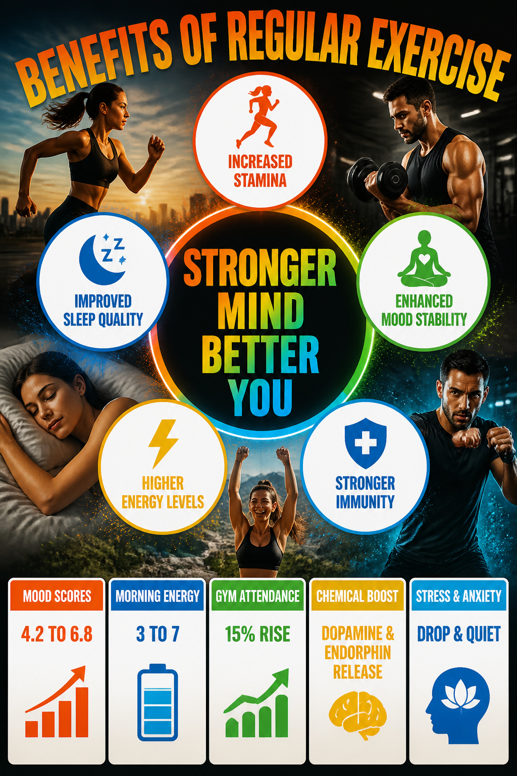 Information image titled 'Benefits of Regular Exercise' with text.